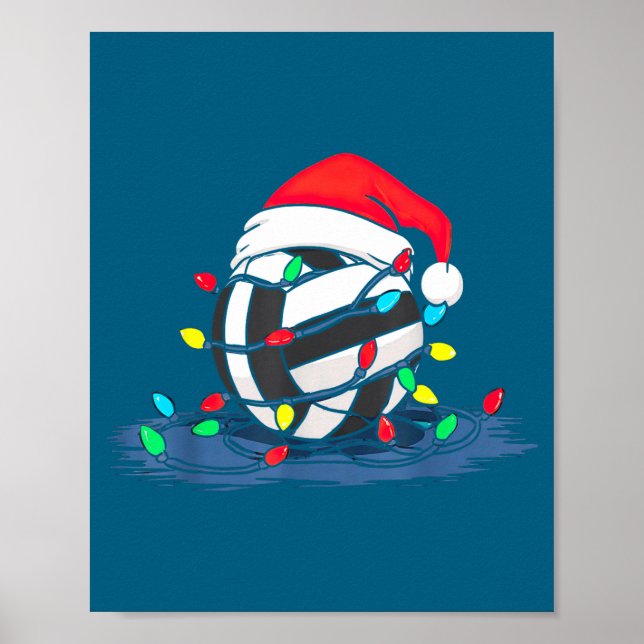 Poster Funny Volleyball Christmas Graphics Lights Lover P (Devant)