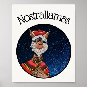 Poster Funny White Nostradamus Llama