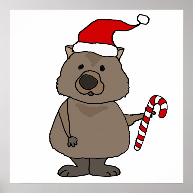 Poster Funny Wombat à Noël de Santa Hat (Devant)