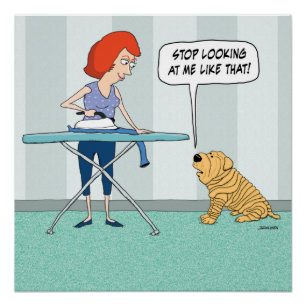 Poster Funny Wrinkly Shar-Pei Chien suspect de fer