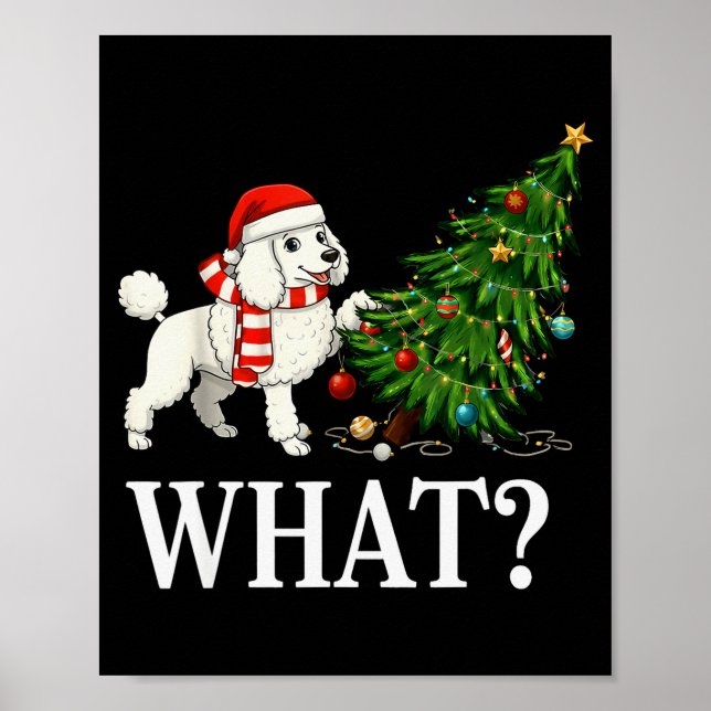 Poster Funny Xmas Odle Pushing Christmas Tree Over Dog Wh (Devant)