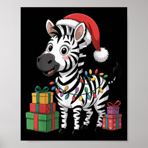 Poster Funny Zebra Santa Hat Animaux Amateurs Laid Christ