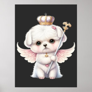 Poster Furry Joy : Angel Wing Maltese Chig Puppy Cadeau