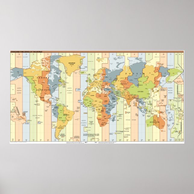 Poster Fuseaux horaires mondiaux (Devant)