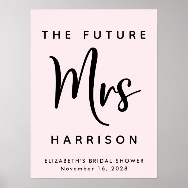 Poster Futur Madame personnalisé rose pour enterrement de (Devant)