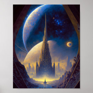 Poster Future Space City Sci-Fi Art