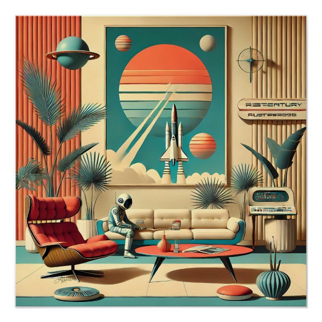Poster Futuriste atomique Floride Espace Age Chambre Fami (Devant)
