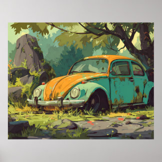 Poster Futuristic Ride: Psychedelic Car Journey