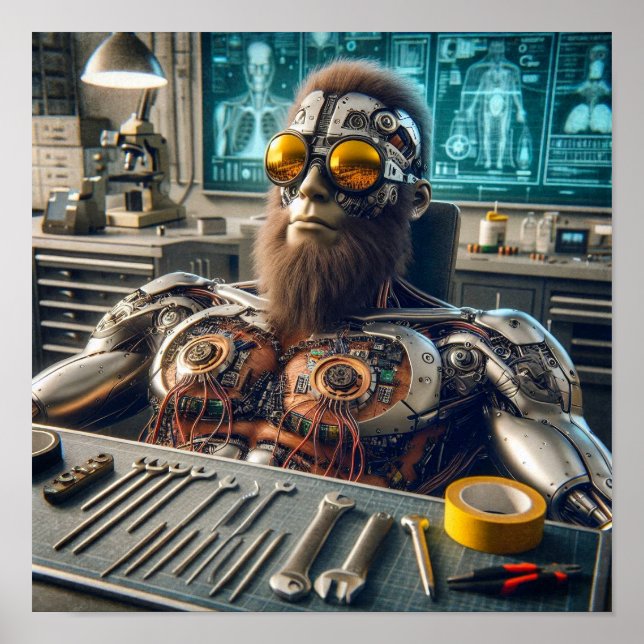 Poster Futuristic Robot Engineer (Devant)