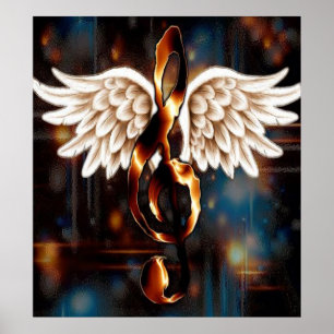 Poster G Clef avec ailes