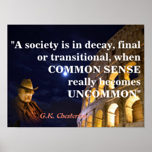Poster G.K. Chesterton Citation Sur Une Société En Décrép