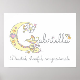 Poster G monogramme art Gabriella filles nom signifiant a