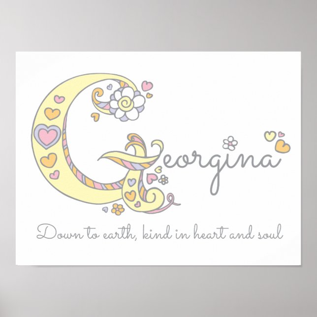 Poster G monogramme art Georgina filles nom signifiant af (Devant)