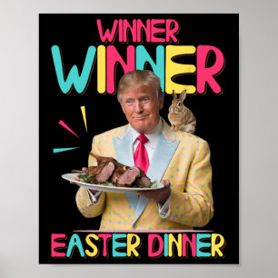 Poster Gagnant Dîner de Pâques Drôle Funny Trump Bunny Ha