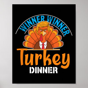 Poster Gagnant Dîner Turquie Dîner Drôle Thanksgiving Tru