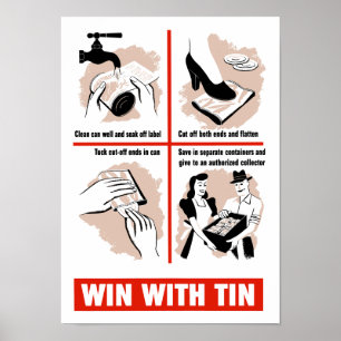 Poster Gagner Avec Tin — Propagande 2ÈME GUERRE MONDIALE