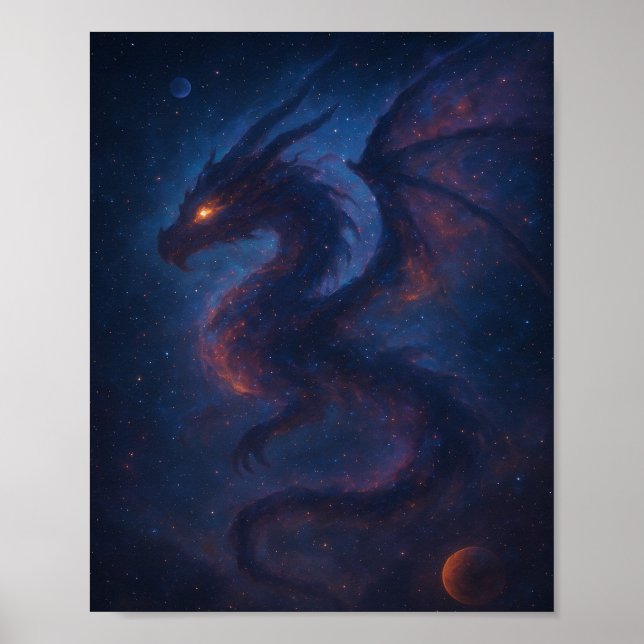 Poster Galactic Dragon Nebula Fantasy (Devant)
