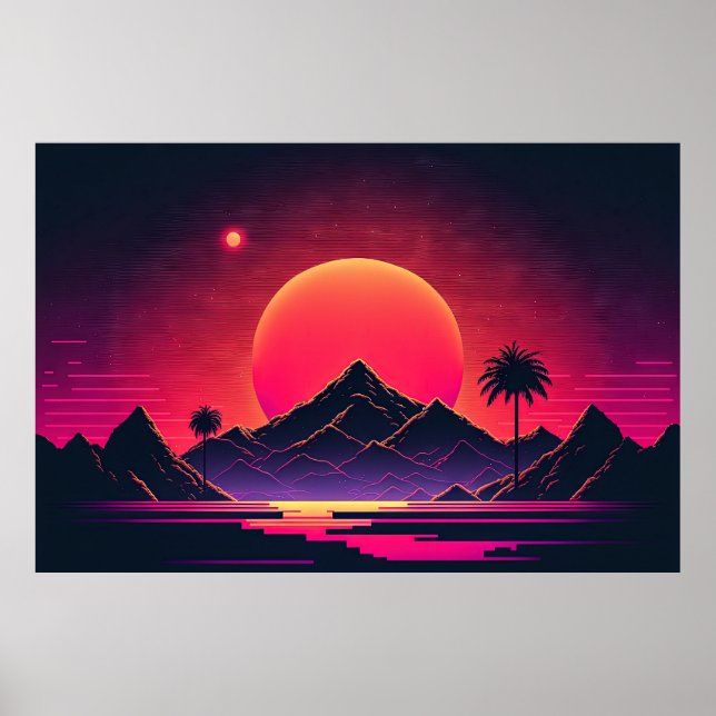 Poster Galactique Vista : Neon Mountain Oasis (Devant)