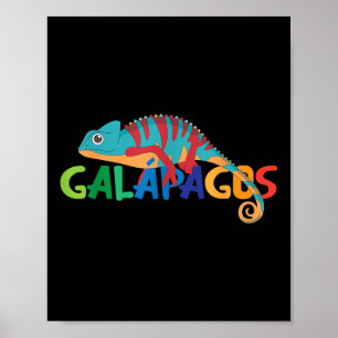 Poster Galapagos Îles été Coloré Chameleon Exotique
