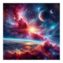 Galaxie céleste : nébuleuses vibrantes et mondes l