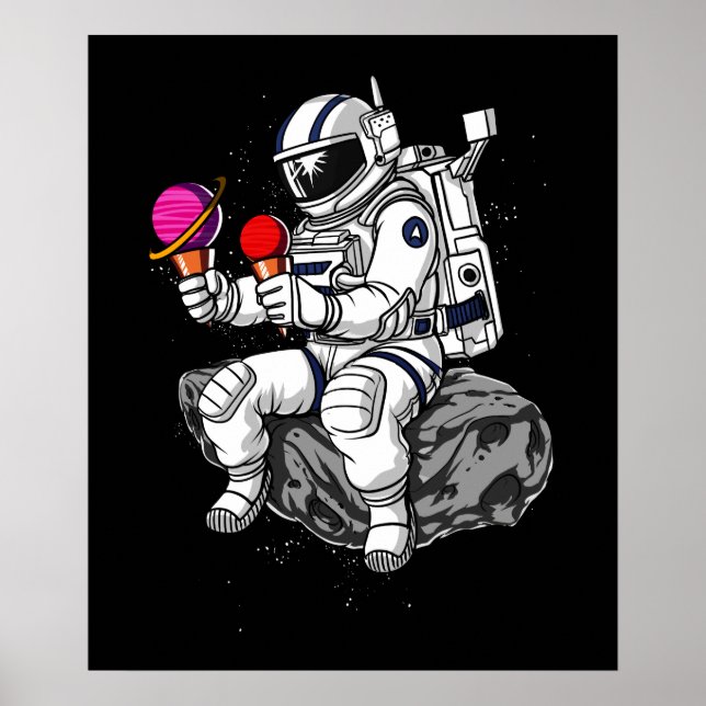 Poster Galaxie cosmique des planètes de glace astronaute  (Devant)