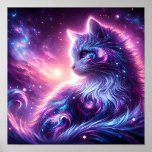 Poster Galaxie Cosmique Féline Mystique Céleste