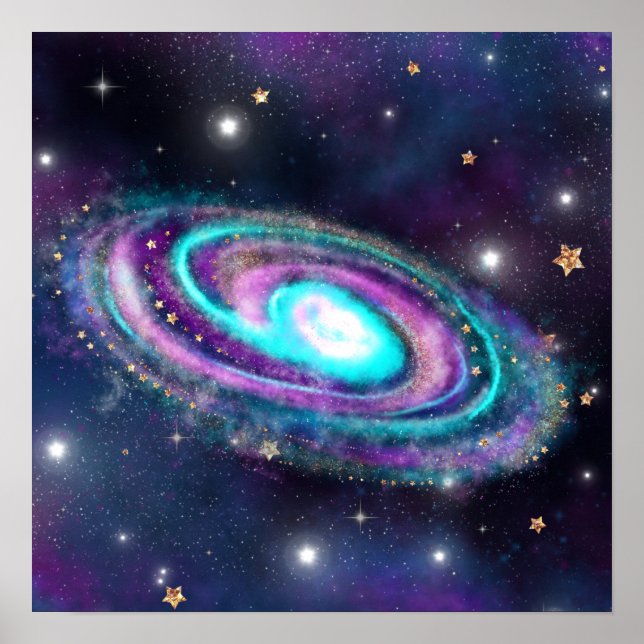Poster Galaxie de la Voie Lactée | Bleu cosmique Violet r (Devant)