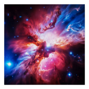 Poster Galaxie d'étoiles de l'espace de nébuleuse colorée