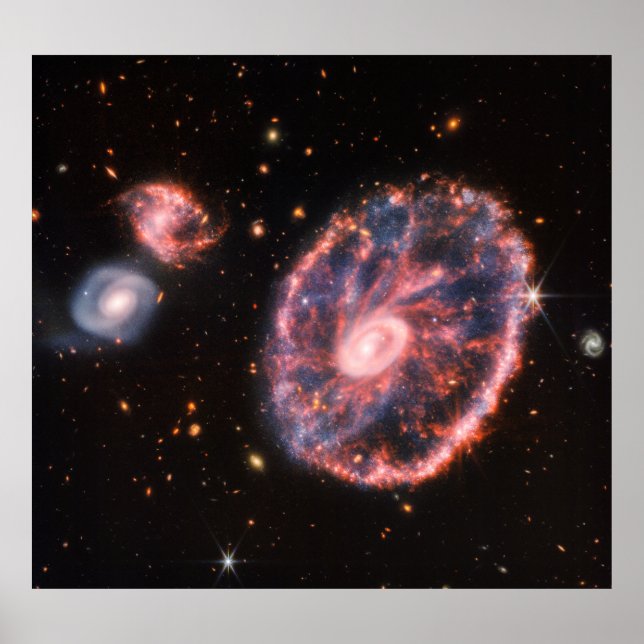 Poster Galaxie du Cartwheel, télescope spatial James Webb (Devant)