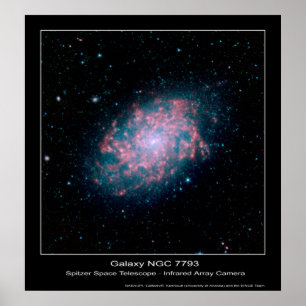 Poster Galaxie NGC 7793 - télescope spatial de Spitzer -