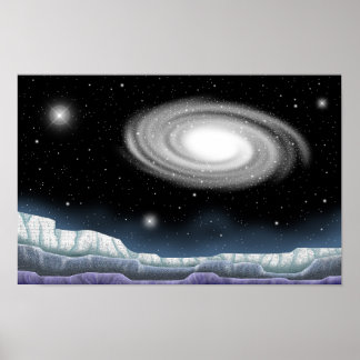 Poster Galaxie scintillante vue d'une planète.
