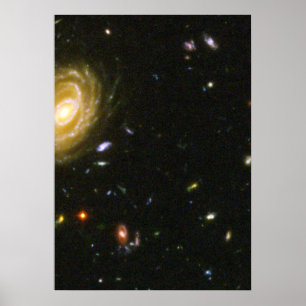 Poster Galaxie spirale dans le champ ultra profond de Hub