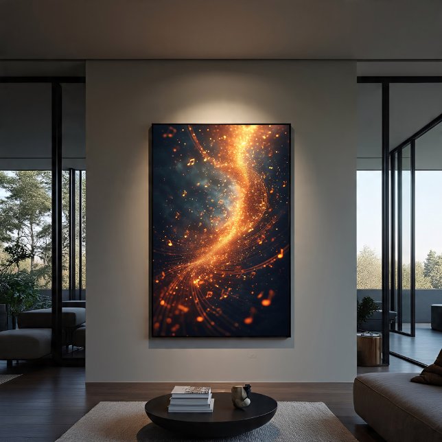 Poster Galaxie Spirale de Notes de Musique Dorées (Créateur téléchargé)