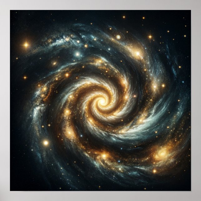 Poster Galaxie spirale dorée (Devant)