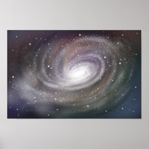 Poster Galaxie spirale fantastique brillant dans l'espace