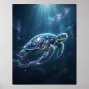 Poster Galaxie Tortue Océan Cosmique