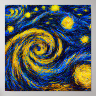 Poster Galaxie Universe dans le style Van Gogh