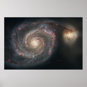 Poster Galaxie Whirlpool M51+Galaxie Companion 36x24 (39x