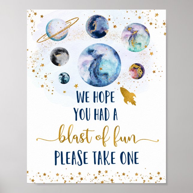 Poster Galaxy Blue Gold Blast Of Fun Birthday Favoriser S (Devant)