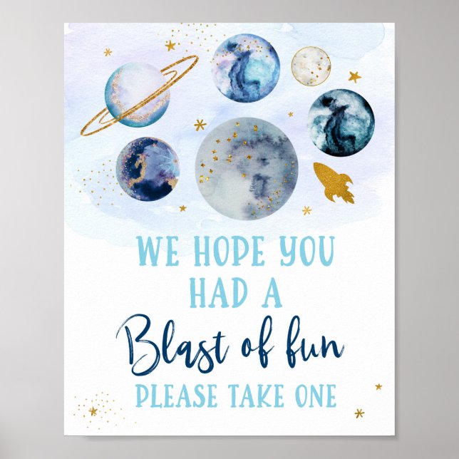 Poster Galaxy Blue Gold Blast Of Fun Birthday Favoriser S (Devant)
