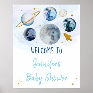 Poster Galaxy Blue Gold Espace extra-atmosphérique Baby s