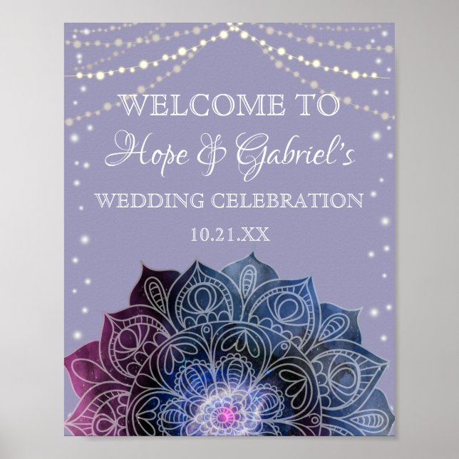 Poster Galaxy Boho Nebula Mandala Mariage d'ampoule légèr (Devant)