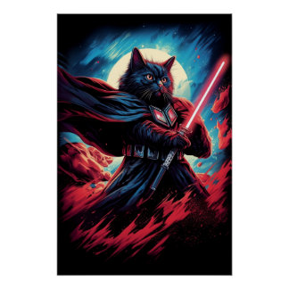 Poster Galaxy Cat Swordsman