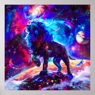 Poster Galaxy Lion Blue