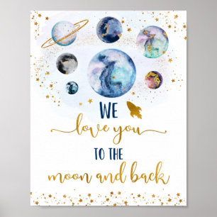 Poster Galaxy Vous Aime À La Lune Et À L'Anniversaire