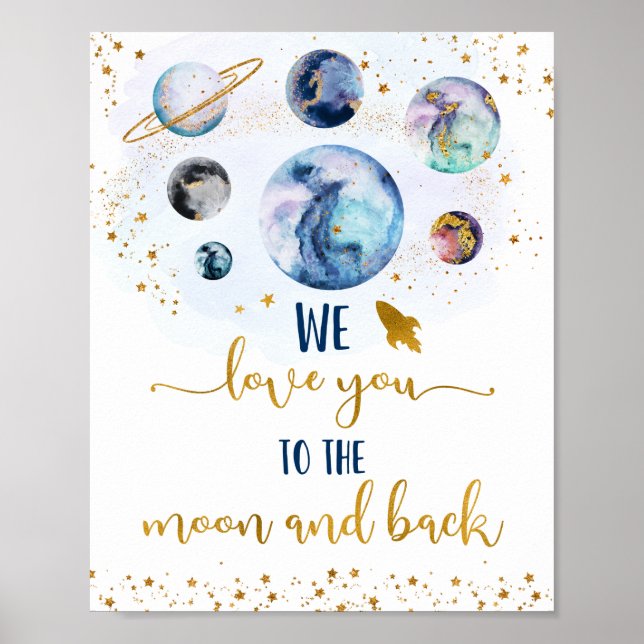 Poster Galaxy Vous Aime À La Lune Et À L'Anniversaire (Devant)