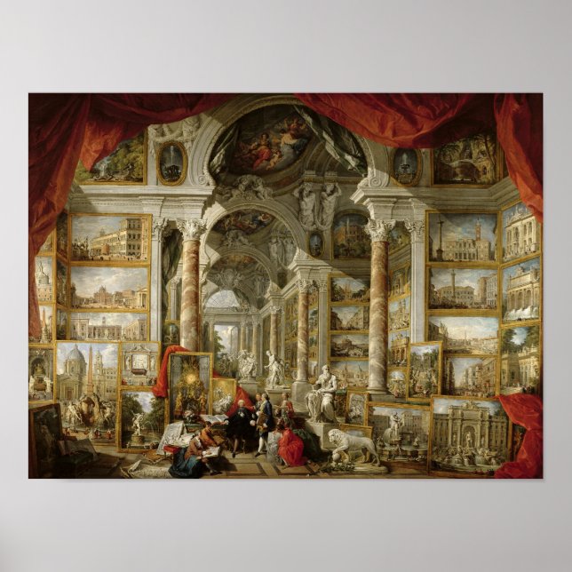 Poster Galerie avec vues sur Rome moderne, 1759 (Devant)