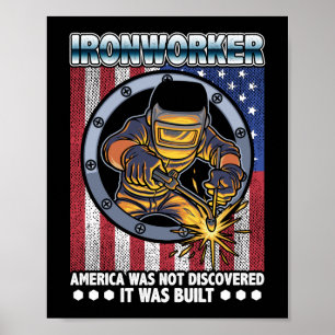 Poster Galerie de construction Patriotic Ironworker Ameri