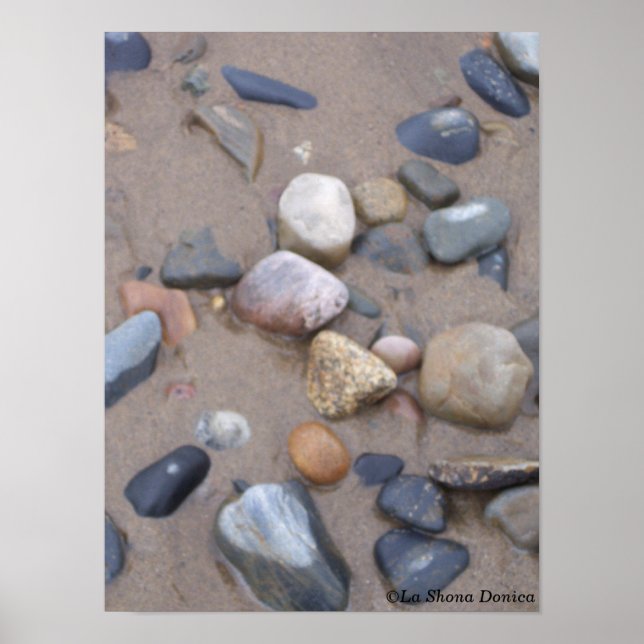 Poster Galets sur la plage Gros plan (Devant)