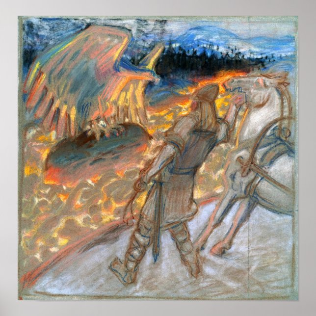 Poster Gallen-Kallela - Lemminkainen Sur Un Feu (Devant)